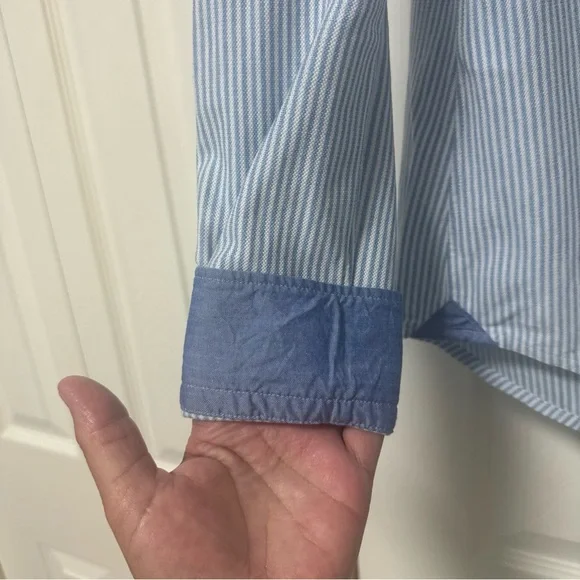 Boss Light Blue Fine-Striped Mens Dress Shirt A49 - Picture 4 of 13